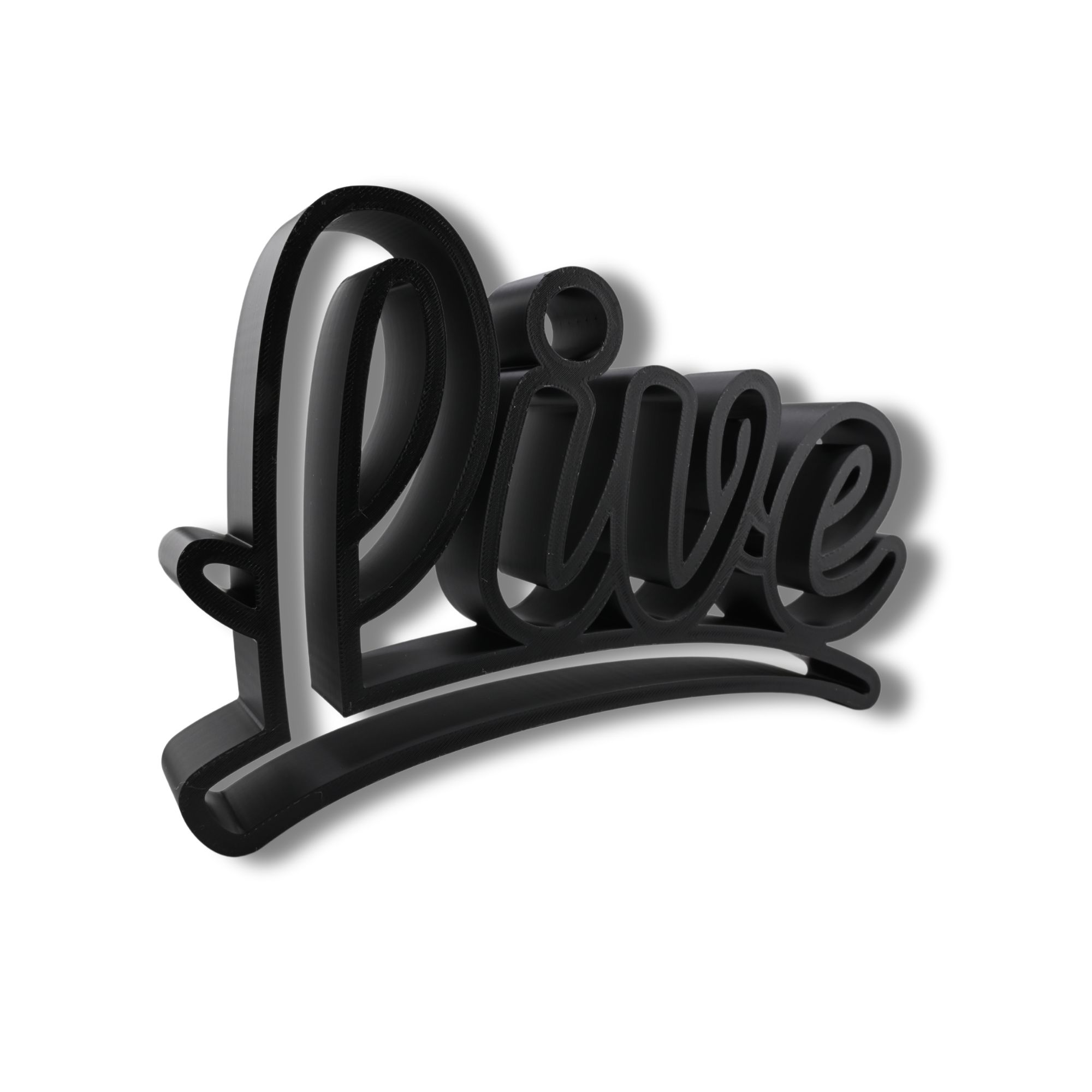 Live Curved Script Style — three quarter