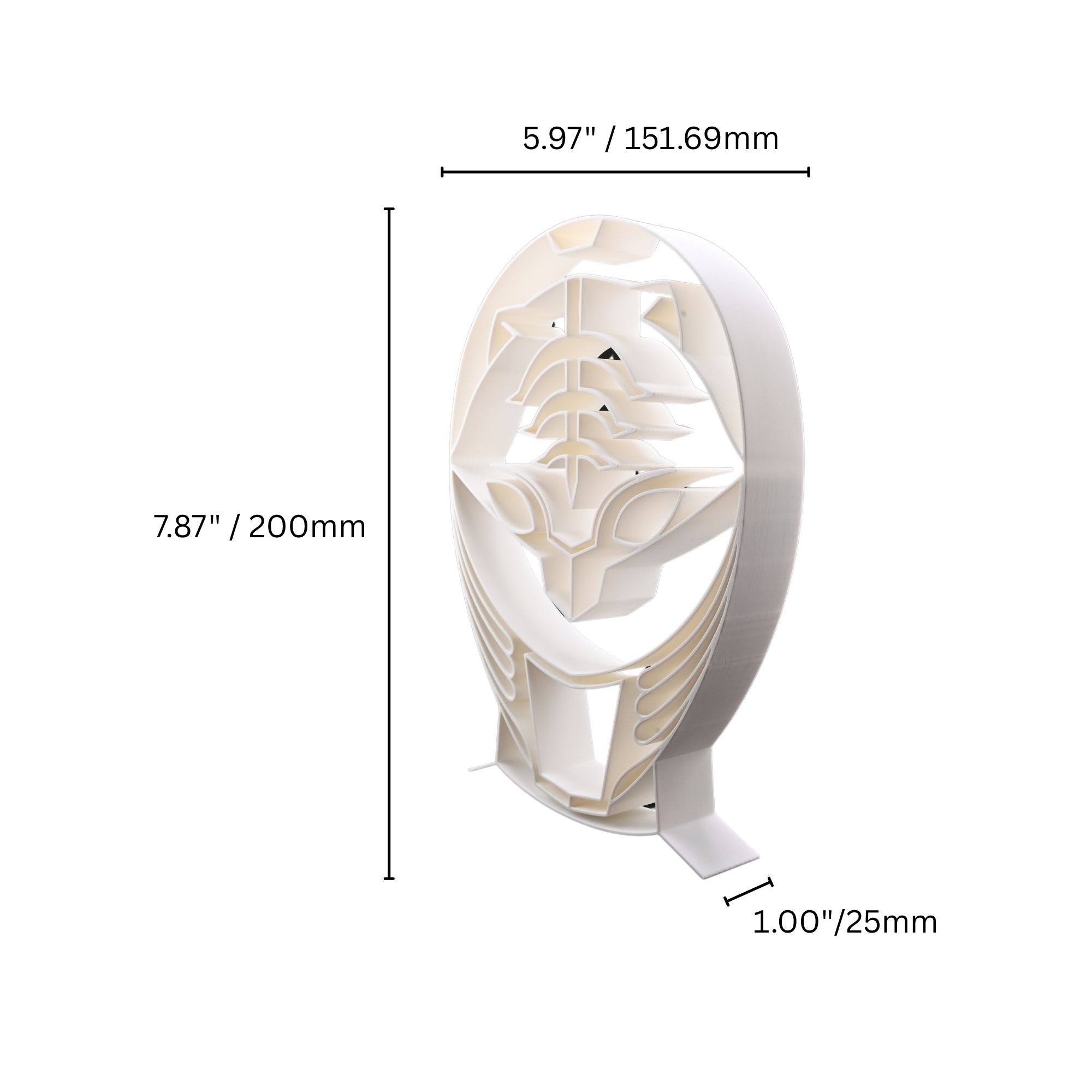 White Ranger Helmet Thin Silhouette — dimension