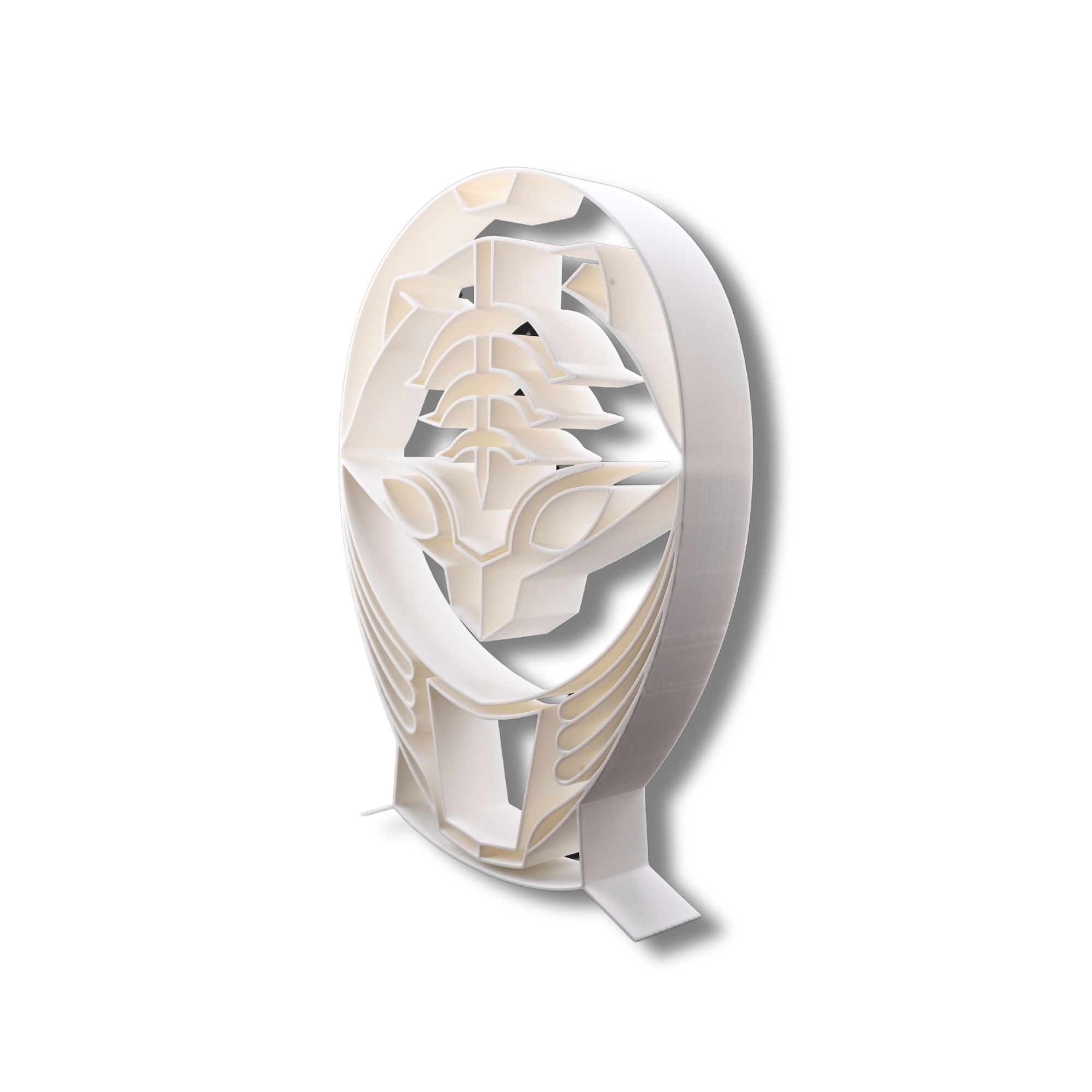 White Ranger Helmet Thin Silhouette — three quarter