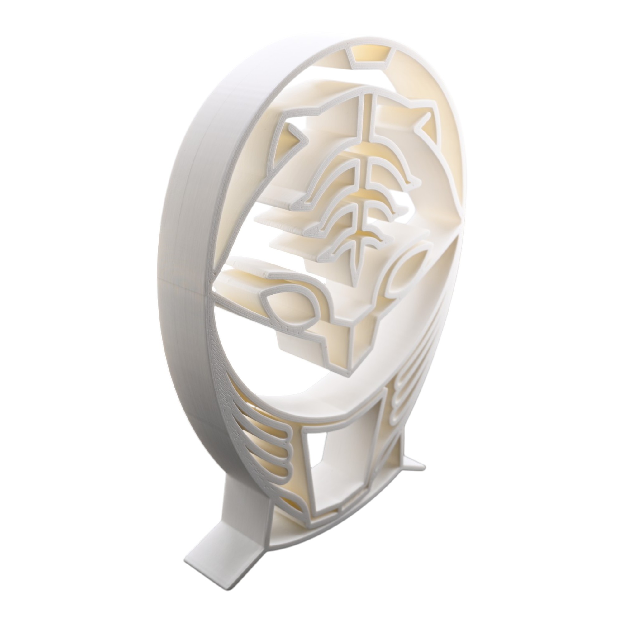 White Ranger Helmet Thick Silhouette — three quarter