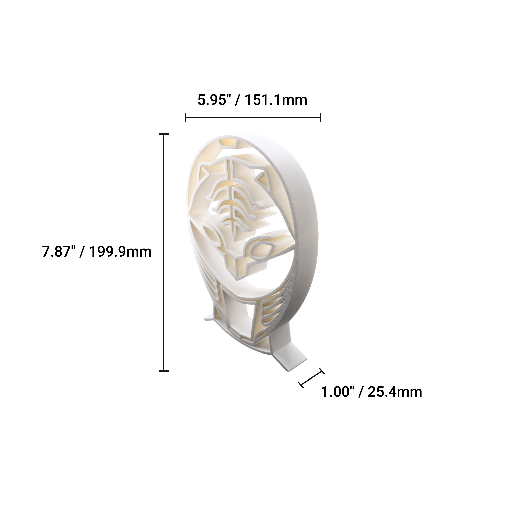 White Ranger Helmet Thick Silhouette — dimension