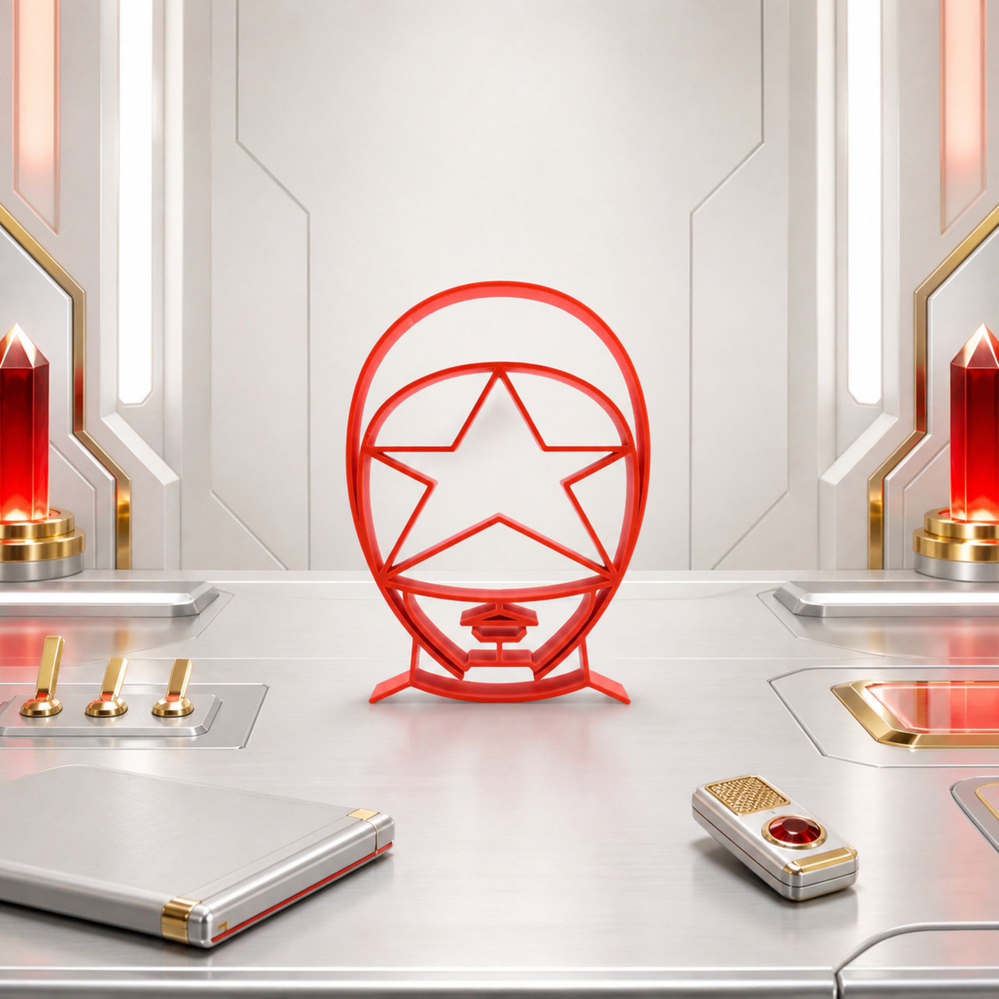 Red Zeo Ranger Helmet Silhouette — lifestyle