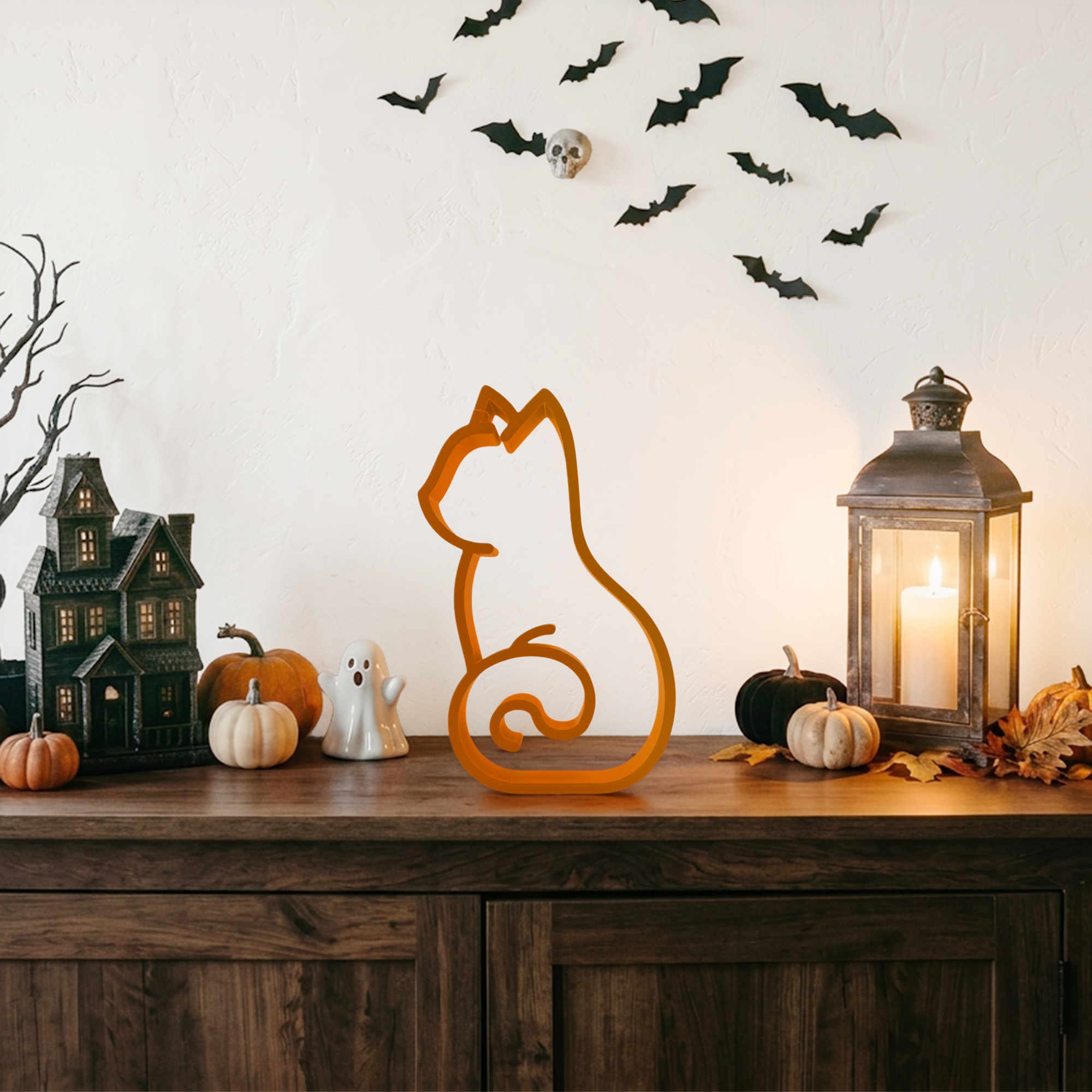 Black Cat Side View [ORANGE] — extra 1