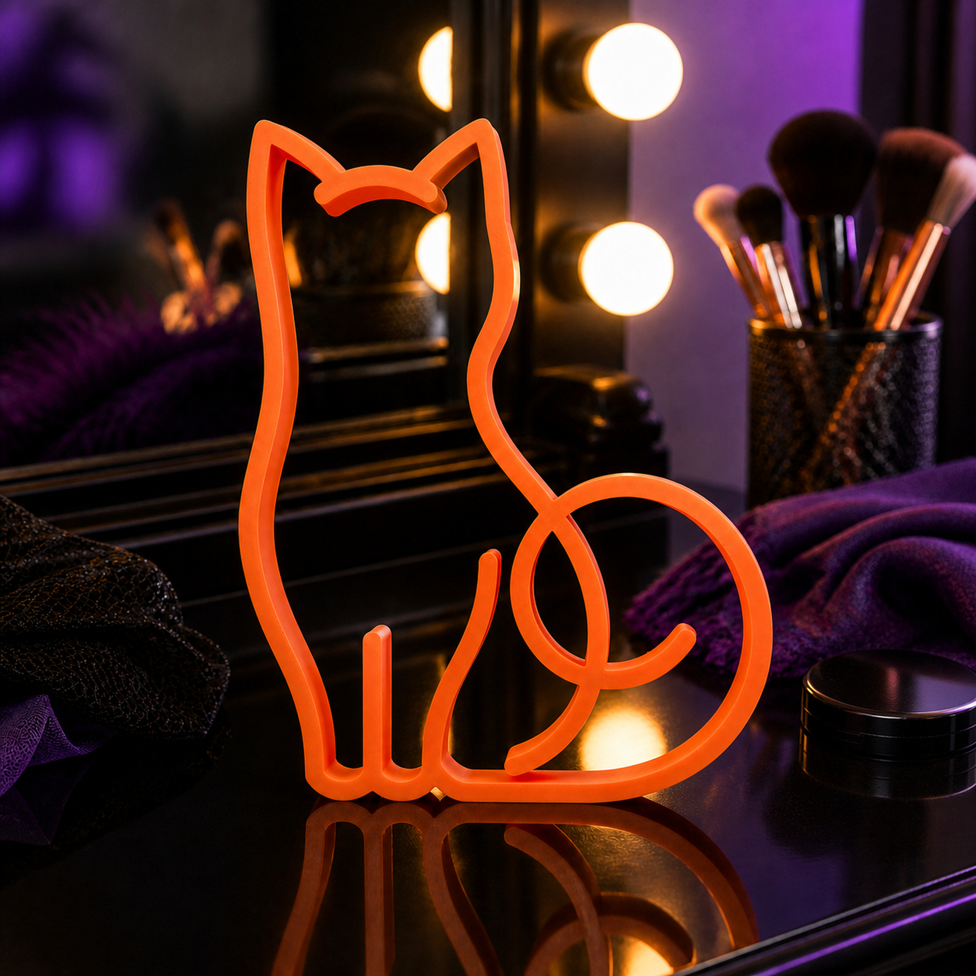 Black Cat Front View [ORANGE] — lifestyle