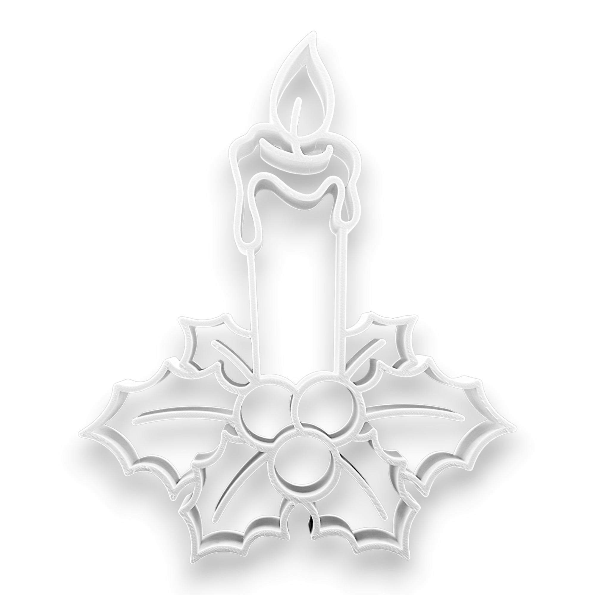 Candle with Holly [WHITE] — front