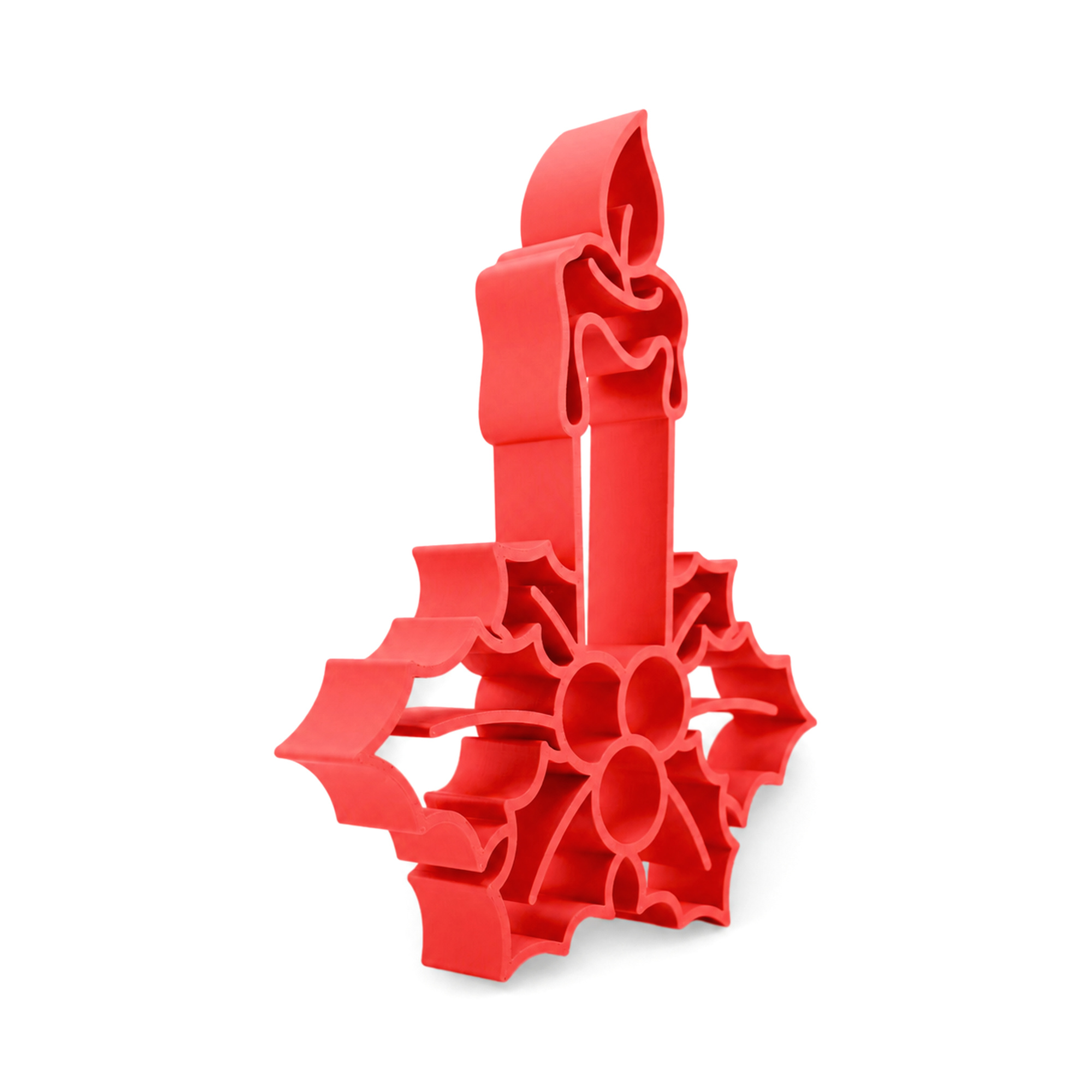 Candle with Holly [RED] — three quarter