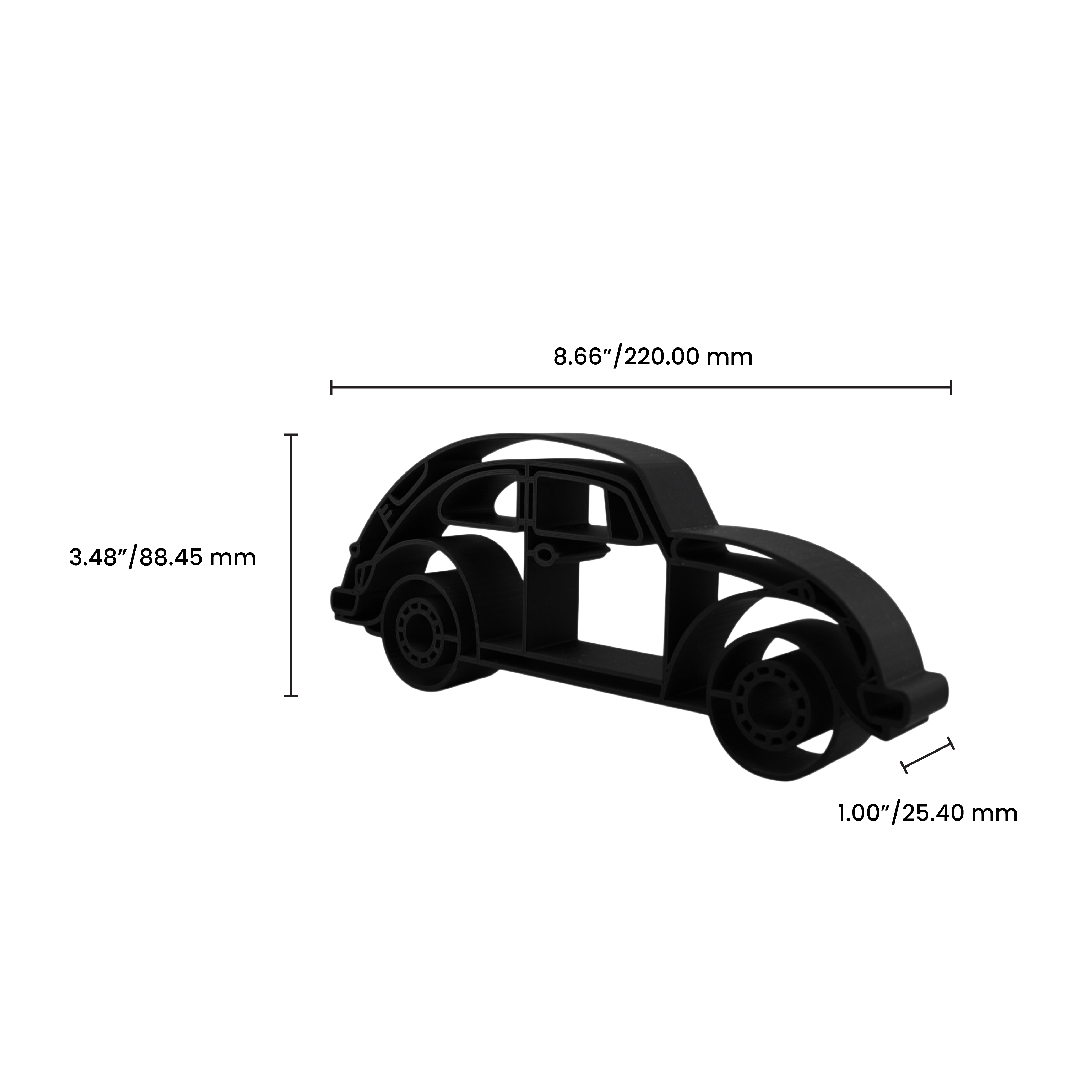 Volkswagen Beetle Side View — dimension