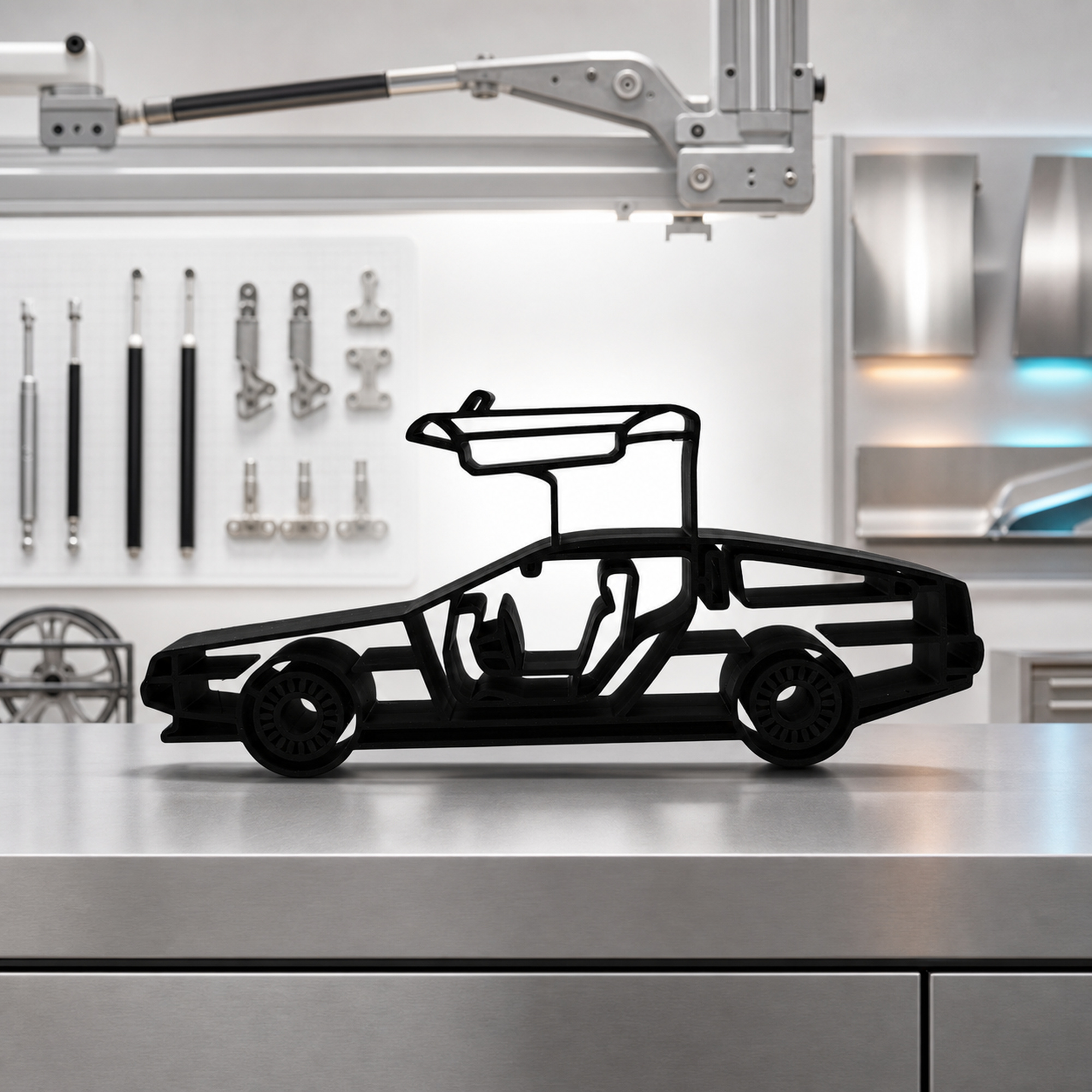 DeLorean DMC-12 Door Up Side View — lifestyle